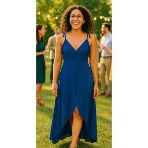 Belongsci Ruffle Sleeve Surplice Tulip Maxi Dress Prom Weddings Size M NWT